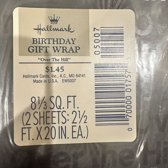 2 Unopened Packs Of Vintage Hallmark Wrapping Paper Over The Hill Funny Birthday - Picture 3 of 3
